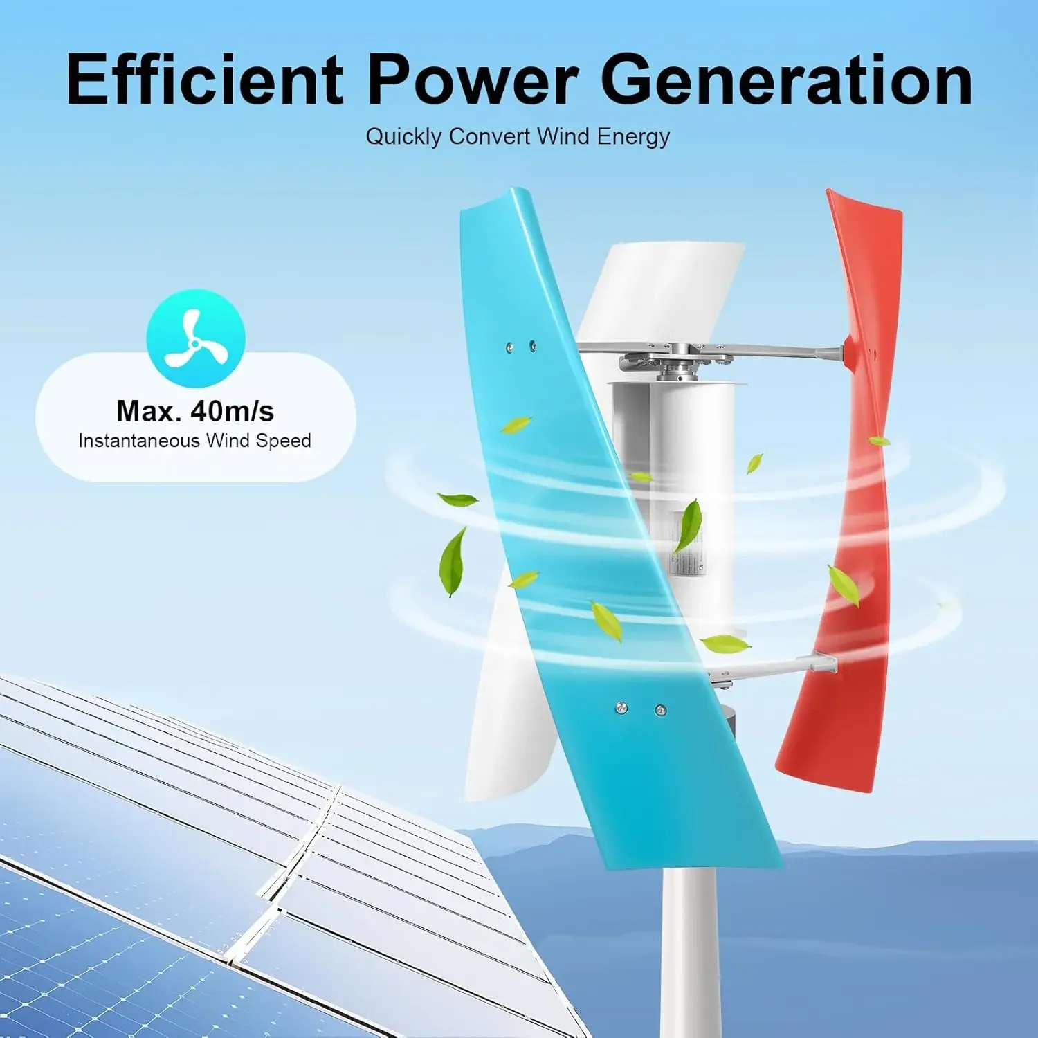 Wind Turbine 400W 12V - 400W Windturbine, 12V Vertikalachsen-Windturbinengenerator mit 3
