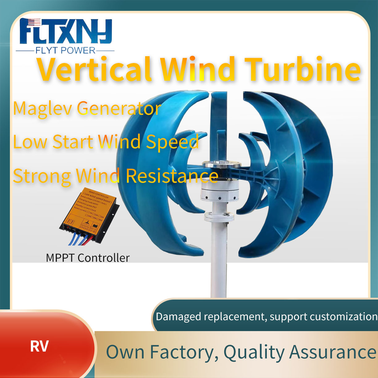 Vertical Axis Wind Turbine 3000W - Startseite Hybride Straßenlaterne 12 V 24