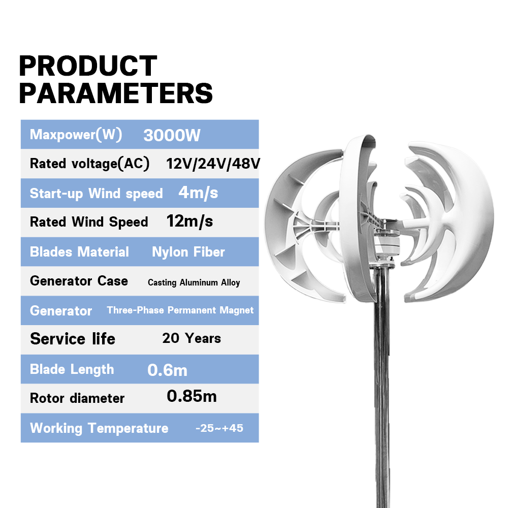 3000W 12V/24V Windturbinen-Gen – Vertical Axis Wind Turbine 3000W Bewertung und Preis